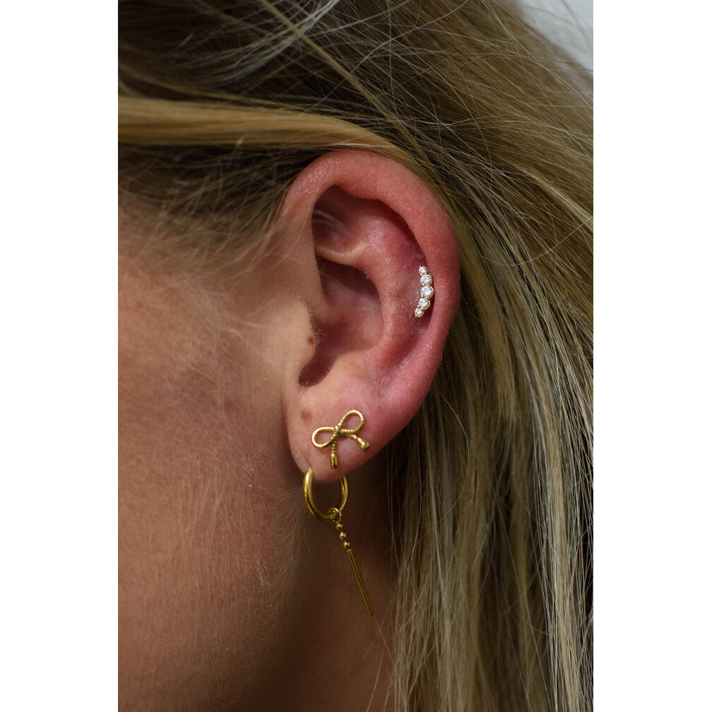 Gebogen Cubic Zirconia Oorpiercing - Crescent