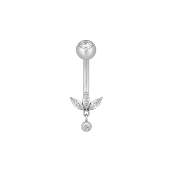 Piercings Works Titanium Belly Button Ring with Crystals - Trinity
