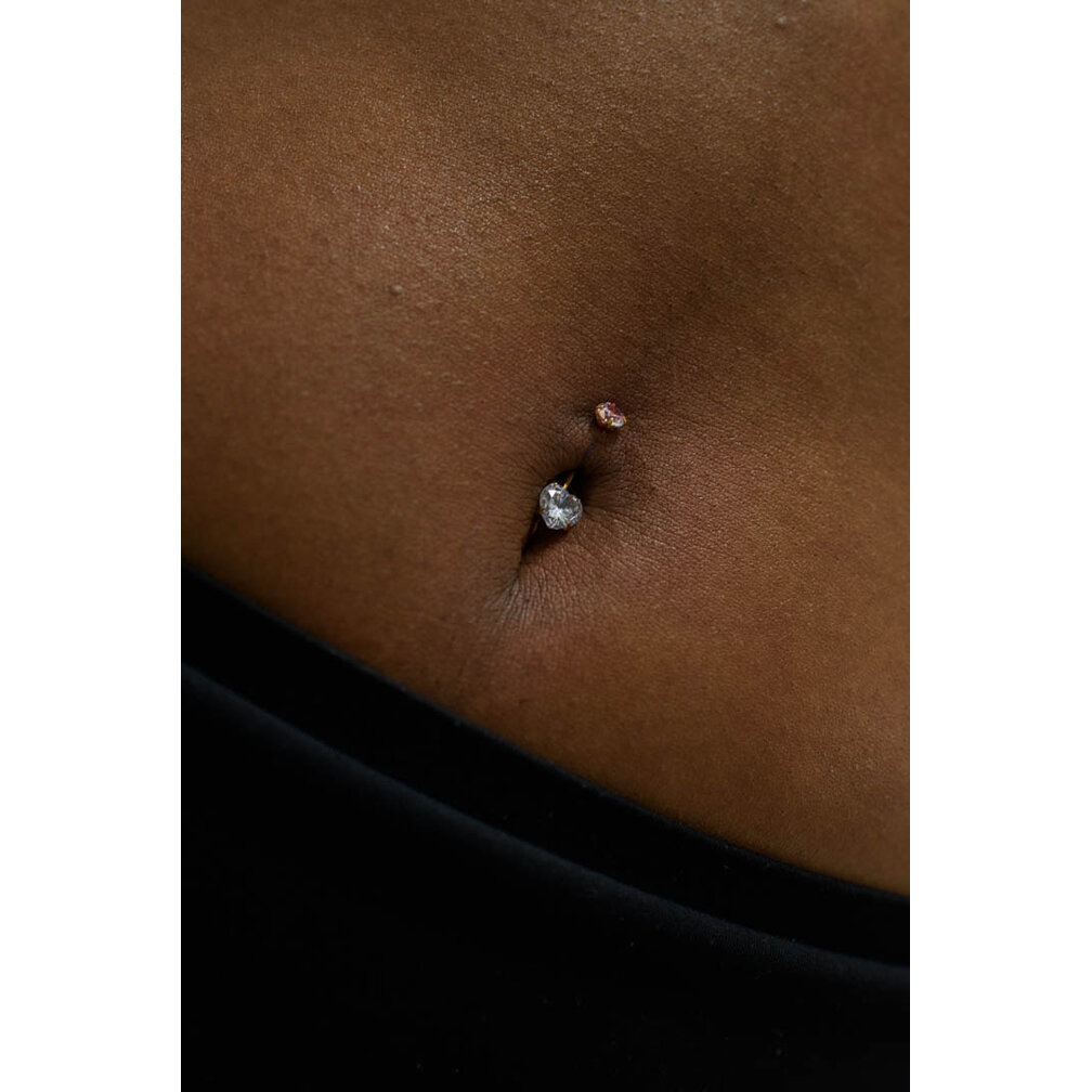 Titanium Navel Piercing with Heart-Shaped Crystal