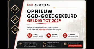 Nieuwe GGD-vergunning ontvangen: Piercings Works opnieuw goedgekeurd tot 2029