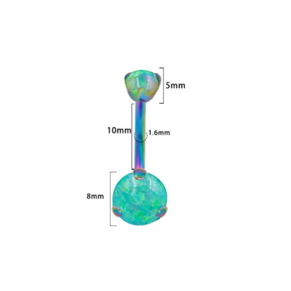 Titanium Navelpiercing met Synthetische Opaal – Rainbow