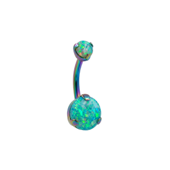 Piercings Works Titanium Navelpiercing met Synthetische Opaal – Rainbow