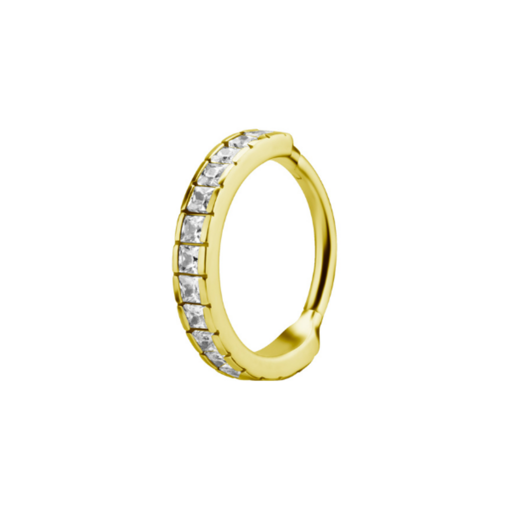 Chirurgisch Staal Click Ring - Vierkant Cubic Zirconia