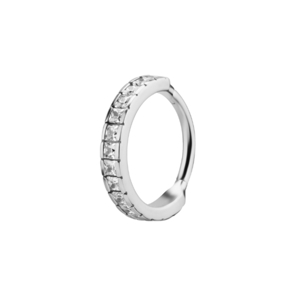 Chirurgisch Staal Click Ring - Vierkant Cubic Zirconia