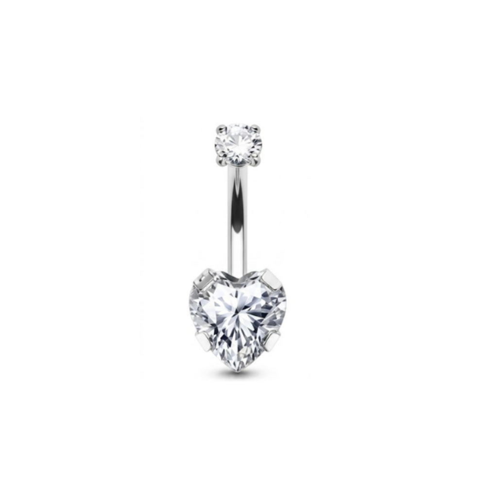 Titanium Navelpiercing met Hartsteen