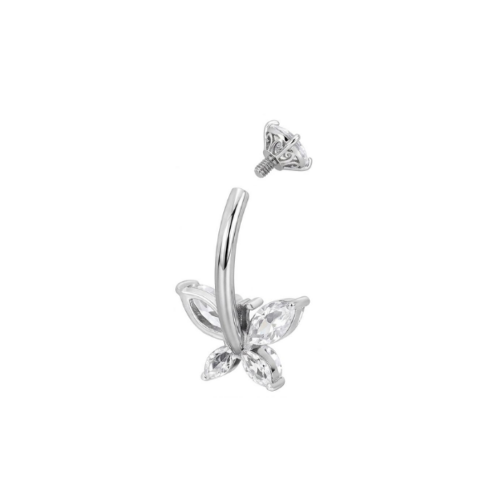 Titanium Butterfly Navel Piercing with Crystals