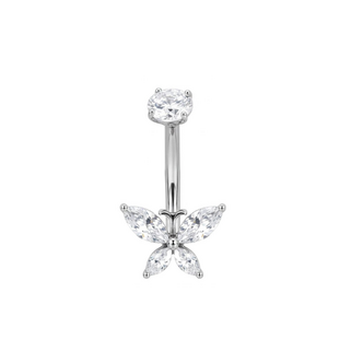 Piercings Works Titanium Butterfly Navel Piercing with Crystals