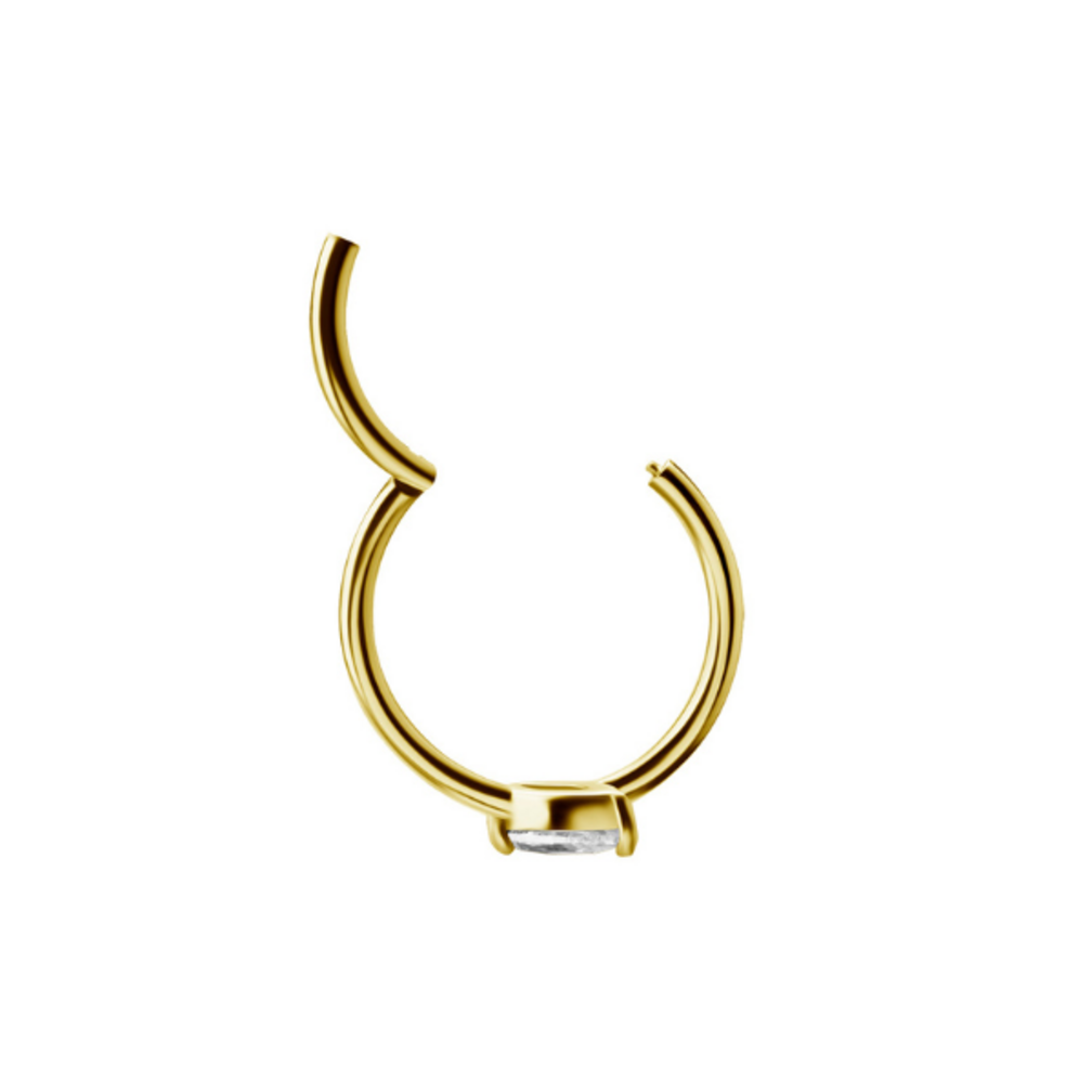 Gold PVD Hinged Conch Ring met Marquise CZ