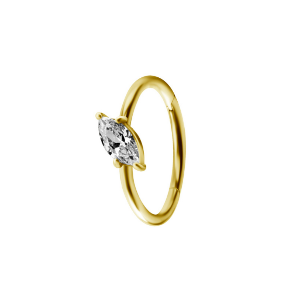 Gold PVD Hinged Conch Ring met Marquise CZ