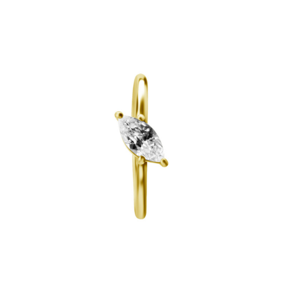 Gold PVD Hinged Conch Ring met Marquise CZ