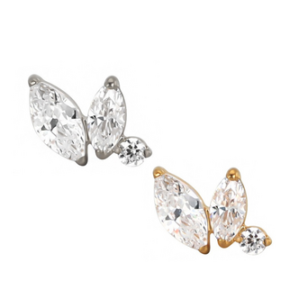 Piercings Works Vlinder Crystal Oorpiercing – Titanium & Gold PVD