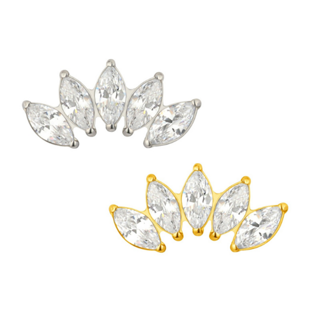 Marquise Waaier Crystal Oorpiercing – Titanium & Gold PVD