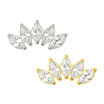 Piercings Works Marquise Waaier Crystal Oorpiercing – Titanium & Gold PVD