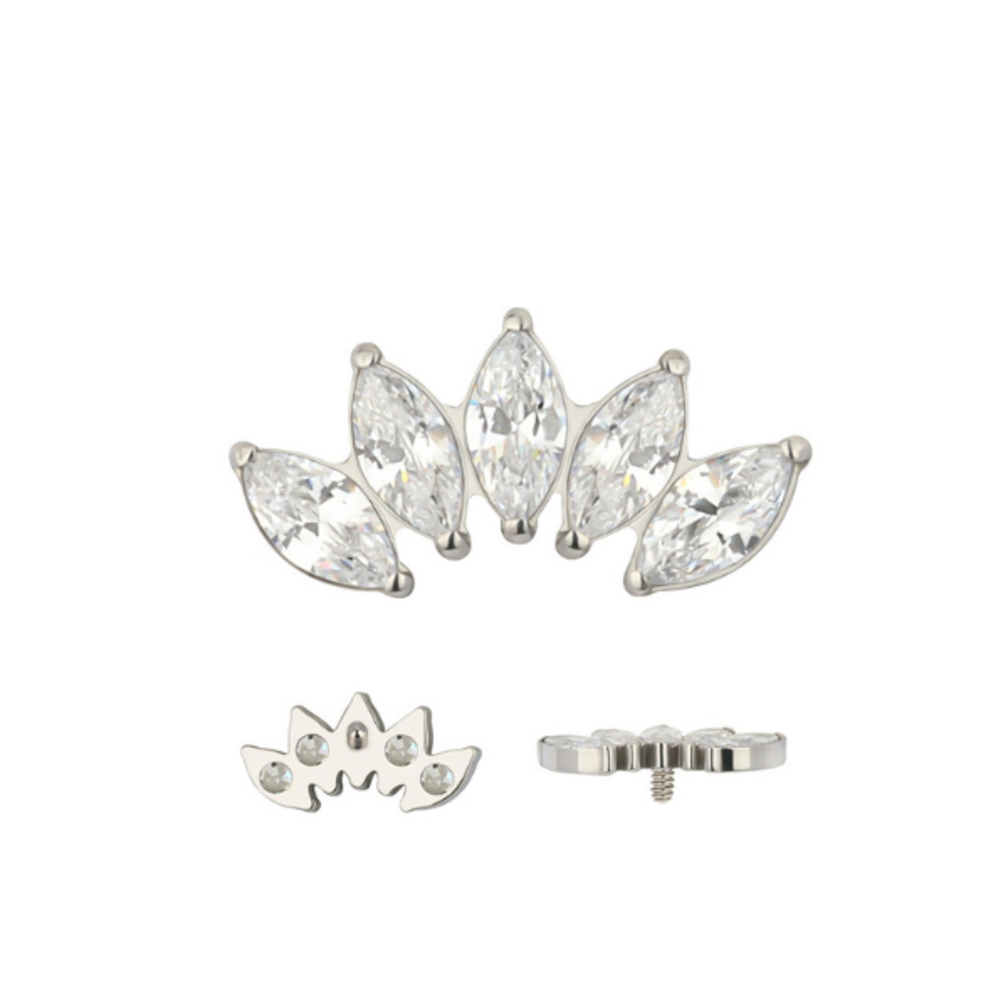 Marquise Waaier Crystal Oorpiercing – Titanium & Gold PVD