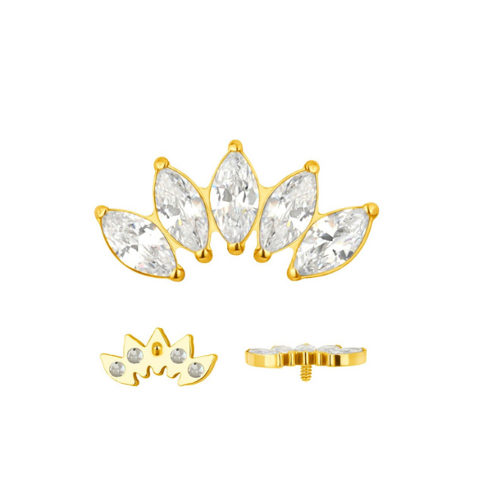 Marquise Waaier Crystal Oorpiercing – Titanium & Gold PVD