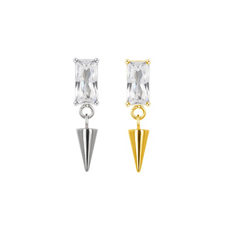 Piercings Works Baguette Crystal Spike Oorpiercing – Titanium & Gold PVD