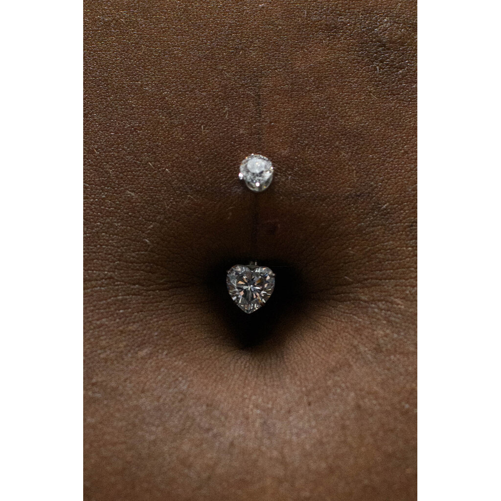 Titanium Navel Piercing Gold-Plated Double Crystal