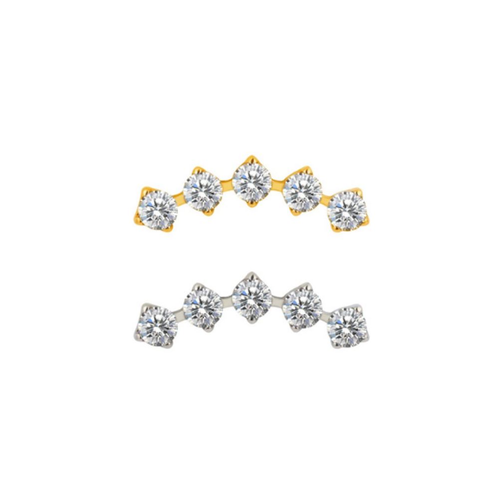 Gebogen Crystal Crown Oorpiercing – Titanium & Gold PVD