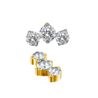 Piercings Works Trinity Crystal Ear Piercing – Titanium & Gold PVD