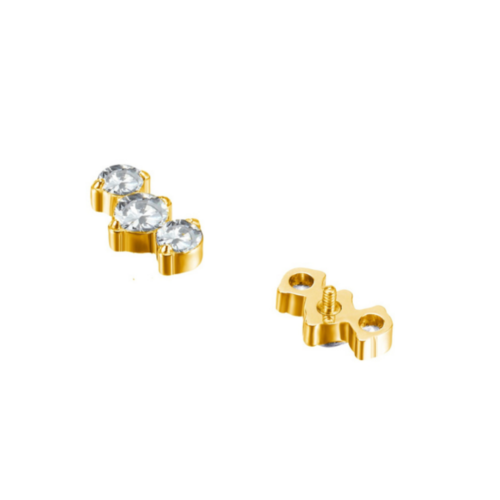 Trinity Crystal Ear Piercing – Titanium & Gold PVD