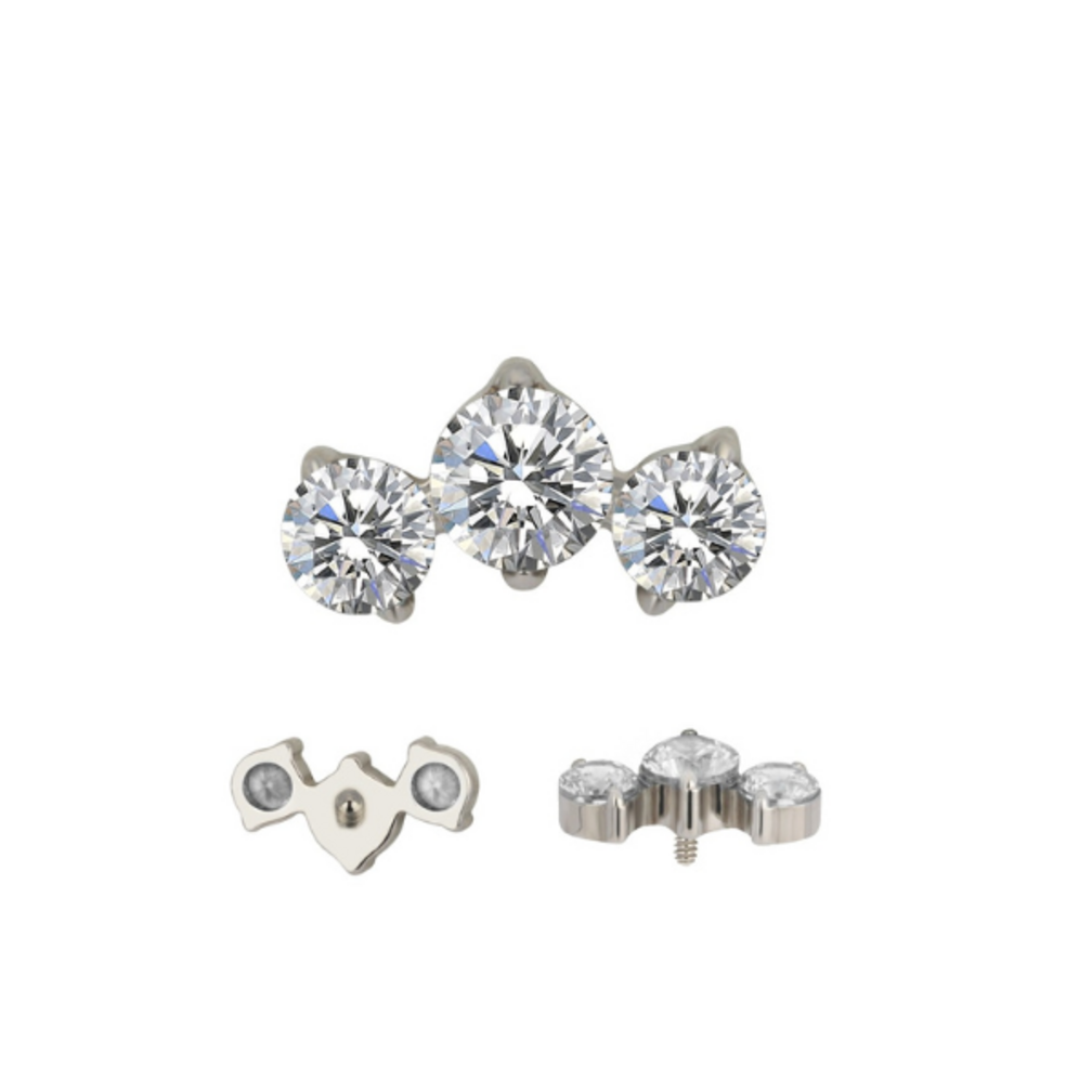 Trinity Crystal Ear Piercing – Titanium & Gold PVD