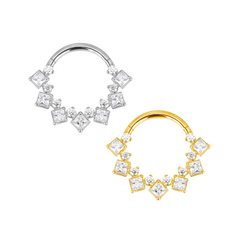 Piercings Works Crystal Daith Clicker Ring – Titanium & Gold PVD