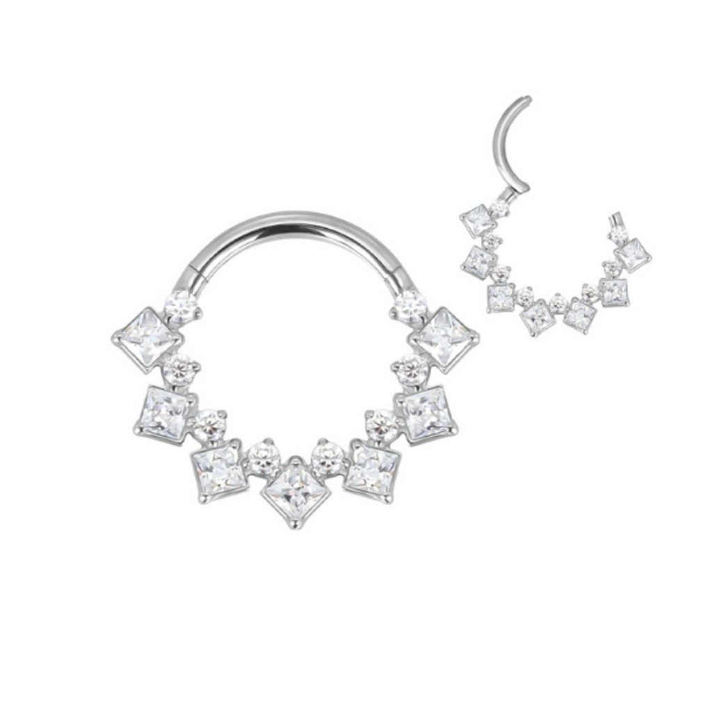 Crystal Daith Clicker Ring – Titanium & Gold PVD