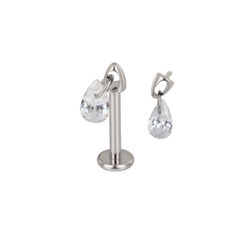 Piercings Works Druppel Crystal Oorpiercing – Titanium