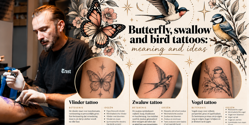 Vlinder, zwaluw of vogel tattoo: betekenis en ideeën