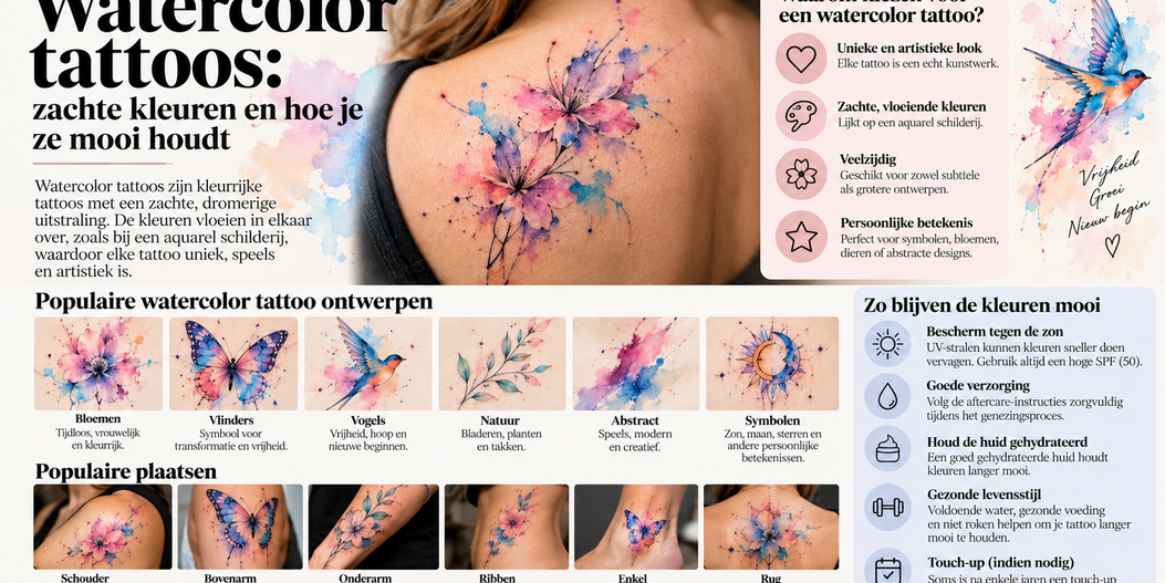 Watercolor tattoos: soft colours and how to keep them beautiful