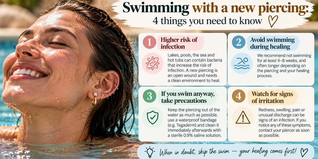 Swimming with a new piercing: 4 things you need to know