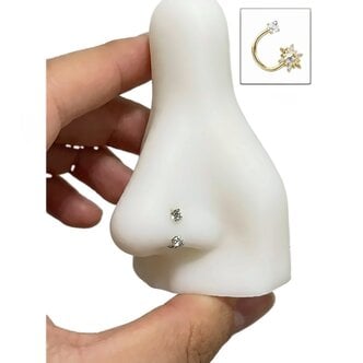 Piercings Works Titanium Hoefijzer Neuspiercing met Ster – Goud PVD