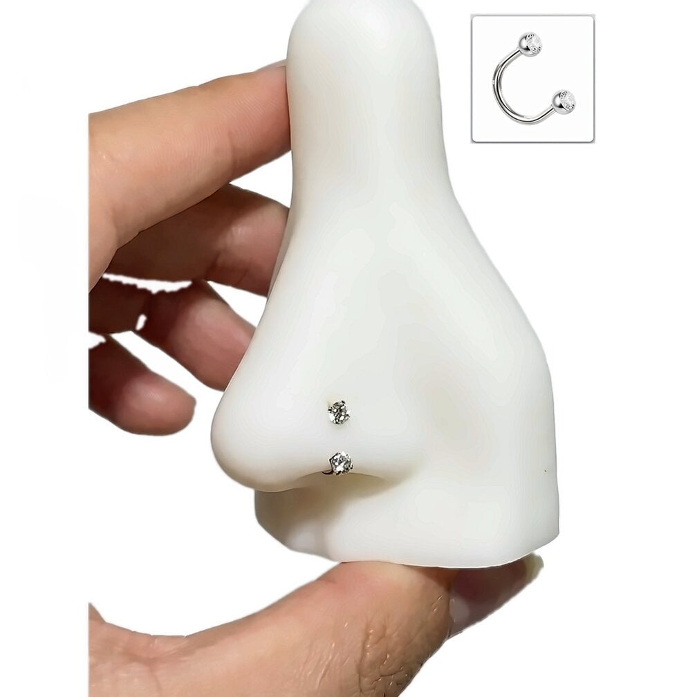 Titanium Hoefijzer Neuspiercing met Steentjes