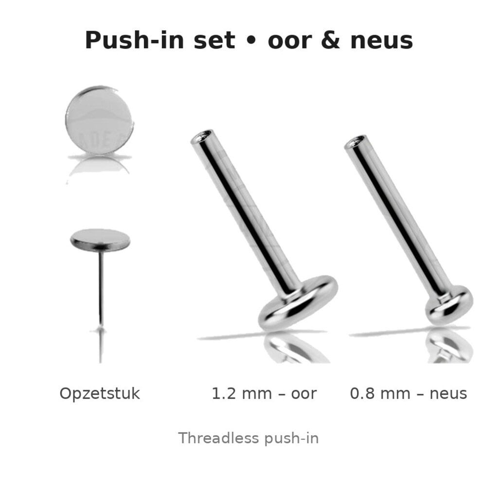 Titanium Push-in Set Plat Schijfje voor Oor & Neus