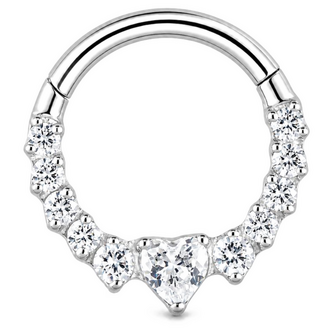 Piercings Works Titanium Hinged Ring met Premium Zirkonia Rij