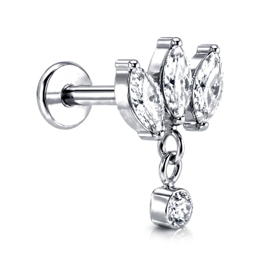 Titanium Labret Marquise Blaadjes met Hanger