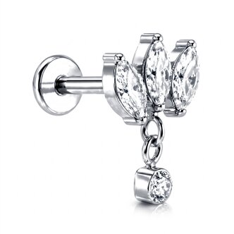 Piercings Works Titanium Labret Marquise Blaadjes met Hanger