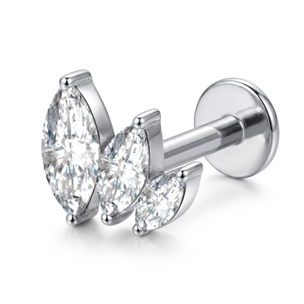 Titanium Labret Marquise Waaier met Premium Zirkonia