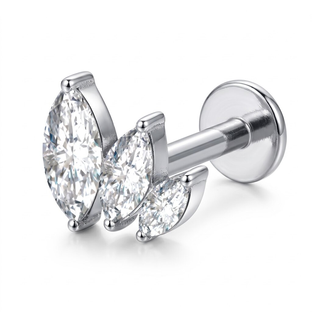 Titanium Labret Marquise Waaier met Premium Zirkonia