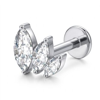 Piercings Works Titanium Labret Marquise Waaier met Premium Zirkonia