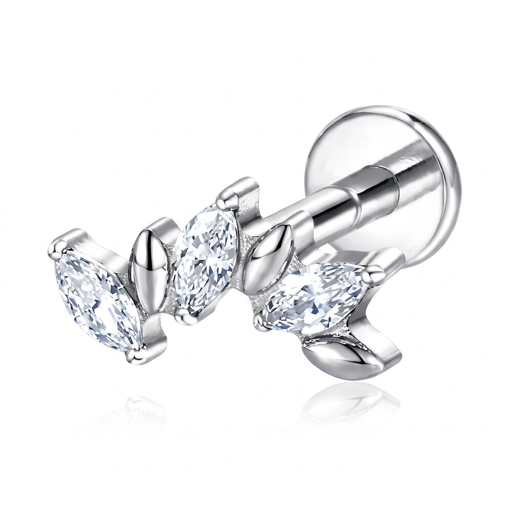 Titanium Labret Boog van 5 Stenen met Premium Zirkonia