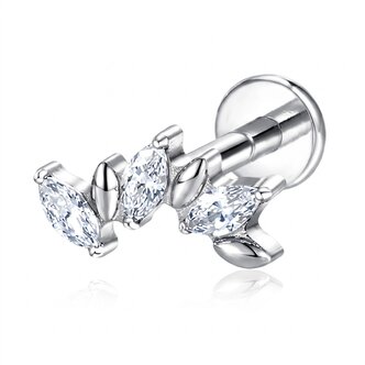 Piercings Works Titanium Labret Boog van 5 Stenen met Premium Zirkonia