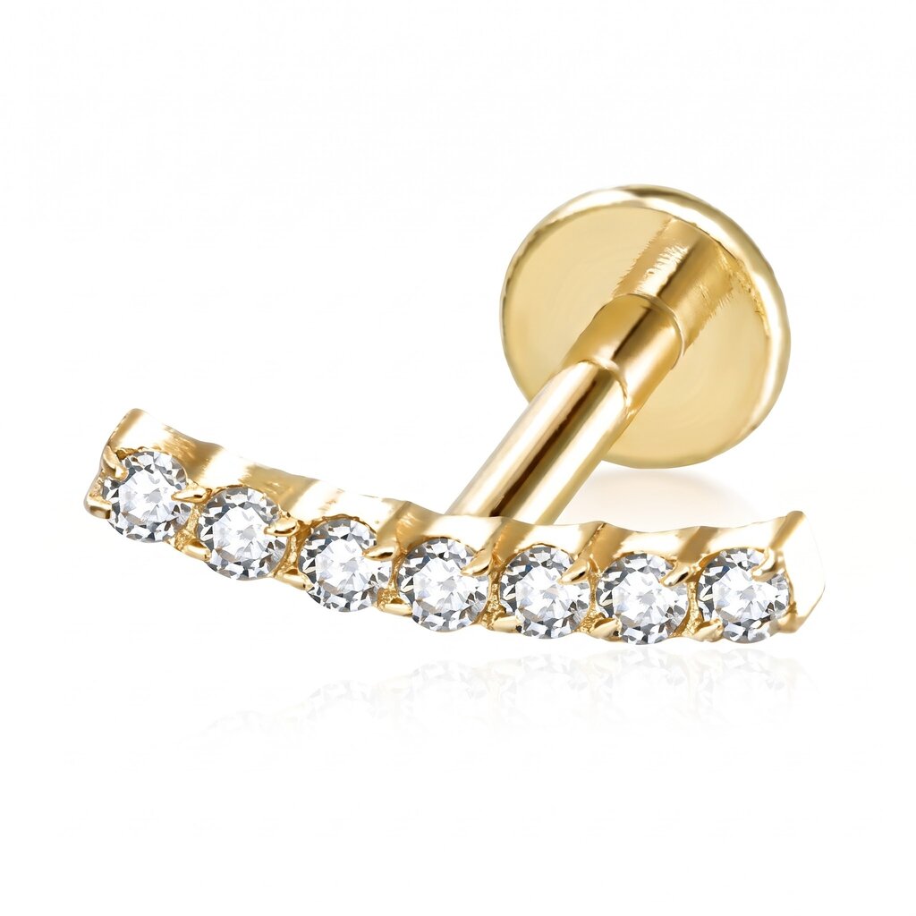 Titanium Labret Gebogen Rij met Premium Zirkonia