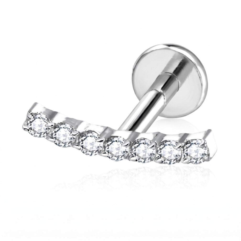 Titanium Labret Gebogen Rij met Premium Zirkonia