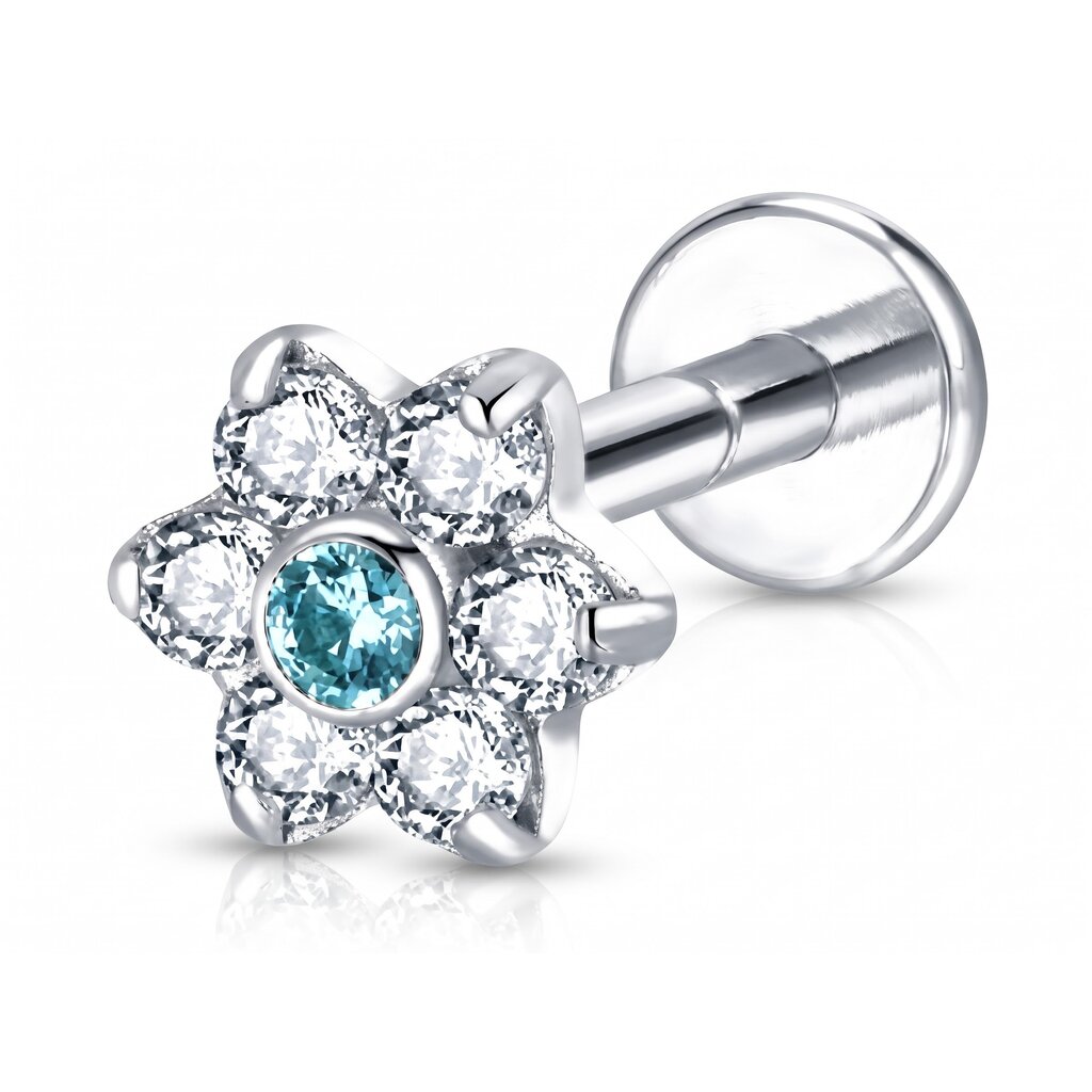 Titanium Labret Bloem met Premium Zirkonia