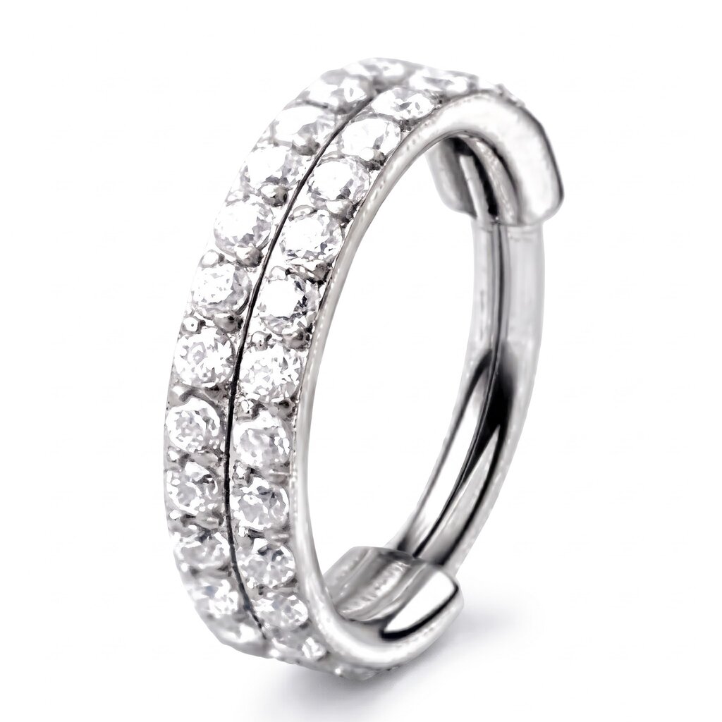 Titanium Hinged Ring met Dubbele Parel-look Rij