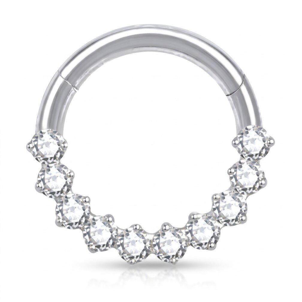 Titanium Hinged Ring met Druppelstenen