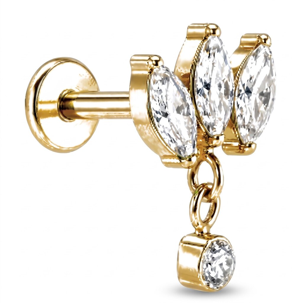 Titanium Labret Marquise Blaadjes met Hanger
