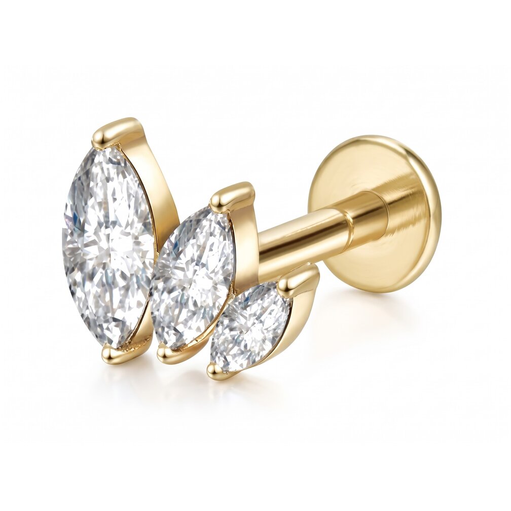 Titanium Labret Marquise Waaier met Premium Zirkonia