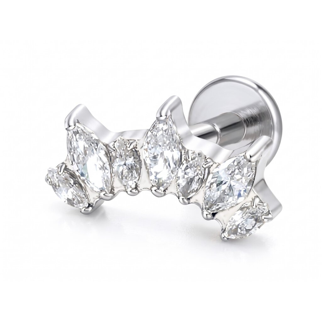 Titanium Labret Kroon van Marquise Stenen